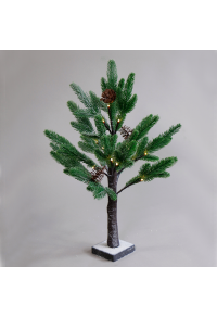 “СНЕЖЕН БОР” 24 WW LED СВЕТЛИНИ IP20 3xAA H:60CM ОСНОВА 10x10CM