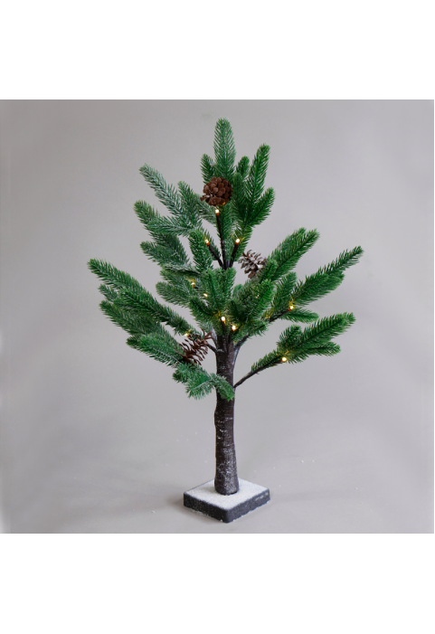 “СНЕЖЕН БОР” 24 WW LED СВЕТЛИНИ IP20 3xAA H:60CM ОСНОВА 10x10CM
