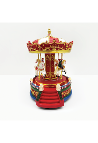 LED ДЕКОР МНОГОЦВЕТНА СЕЛО ВЪРТЕЩО  CAROUSEL+ МУЗИКА 3AA БАТЕРИЯ 15Χ16,5Χ21,5CM