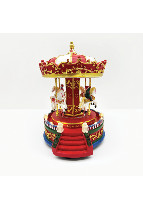 LED ДЕКОР МНОГОЦВЕТНА СЕЛО ВЪРТЕЩО  CAROUSEL+ МУЗИКА 3AA БАТЕРИЯ 15Χ16,5Χ21,5CM