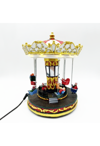 LED ДЕКОР МНОГОЦВЕТНА СЕЛО ВЪРТЕЩО  CAROUSEL+ МУЗИКА 3AA БАТЕРИЯ 20,5Χ20,5Χ25,5CM