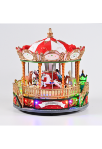 LED ДЕКОР МНОГОЦВЕТНА СЕЛО ВЪРТЕЩО  CAROUSEL+ МУЗИКА 4.5V (АДАПТ) 22,5Χ22,5Χ23,5CM