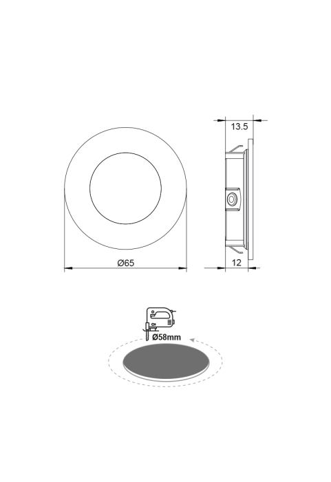 RECESSED NICKEL MATT ROUND LED SPOT 2W 6000K 170Lm 230V AC 100° Ra80
