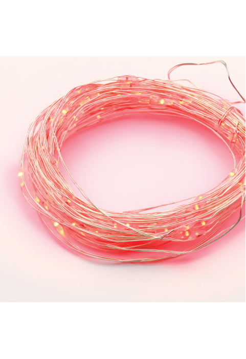 100 LED СТРУННИ СВЕТЛИНИ ТАЙМЕР ЧЕРВЕНО СРЕБРИТО МЕДЕН ПРОВОД И БАТЕРИЯ 3XAA IP44 10m+10cm