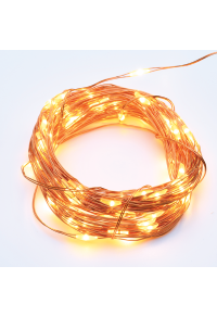 100 LED СТРУННИ СВЕТЛИНИ ТАЙМЕР WW МЕДЕН ПРОВОД И БАТЕРИЯ 3XAA IP44 10m+10cm