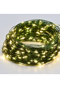 50 LED СТРУННИ СВЕТЛИНИ WW ЗЕЛЕН МЕДЕН ПРОВОД И БАТЕРИЯ .3xAA IP20 5m+10cm