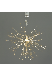 150 LED ФОЙЕРБЕРКИ СТРУННА СВЕТЛИНА WW СРЕБЪРНА МЕДНА ЖЕЛ И БАТЕРИЯ 4xAA+ДИСТАНЦИОННО IP44 3LEDSx50 СТРУНИ+80CM