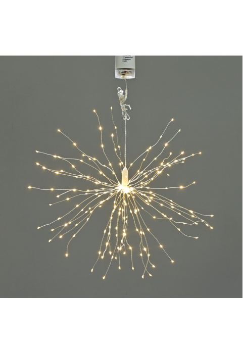 250 LED ФОЙЕРБЕРКИ СТРУННА СВЕТЛИНА WW СРЕБЪРНА МЕДЕН ПРОВОД И БАТЕРИЯ 4xAA+ДИСТАНЦИОННО IP44 5LEDSx50 СТРУНИ+100CM