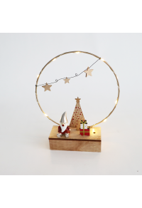 ДЪРВЕЕН ДЕКОР, 10 LEDS, БАТЕРИИ (2xAA), WW,IP20, 17.2x5x20cm