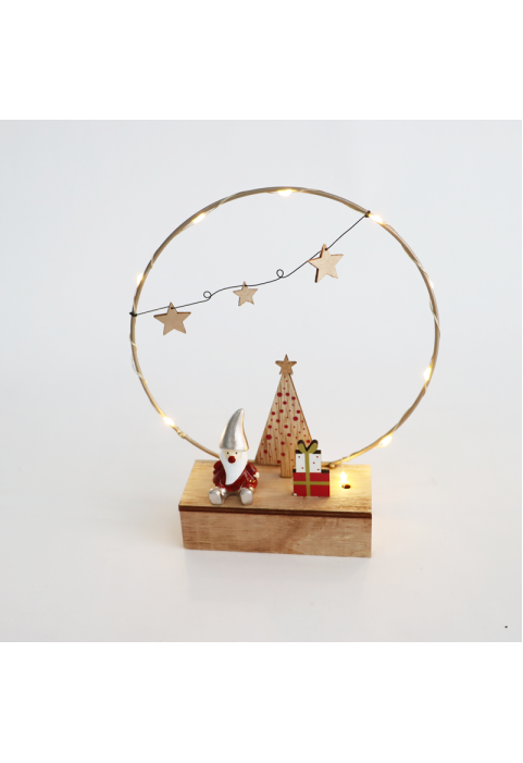 ДЪРВЕЕН ДЕКОР, 10 LEDS, БАТЕРИИ (2xAA), WW,IP20, 17.2x5x20cm