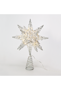 „СРЕБЪРНА ЗВЕЗДА 2“ 20 МИНИ WW LED СВЕТЛИНИ, БАТЕРИЯ 3ΧΑΑ,IP20 28x5x20cm