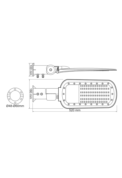 LED STREET LUMINAIRE 40W 5600LM 4000K 140x90˚ CLASS I 230V AC IP66