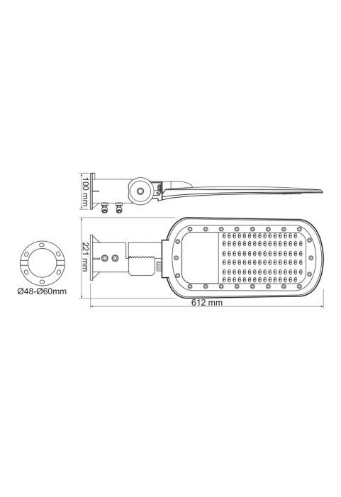 ЛЕД УЛИЧНО ОСВЕТИТЕЛНО ТЯЛО 150W 19500LM 4000K 140x90˚ CLASS I 230V AC IP66