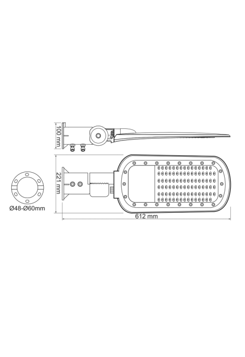 ЛЕД УЛИЧНО ОСВЕТИТЕЛНО ТЯЛО 200W 26000LM 4000K 140x90˚ CLASS I 230V AC IP66