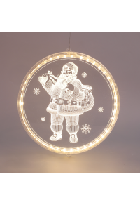 "3D АКРИЛЕН ДЯДО КОЛЕДА", 24 WW LED СТАБИЛЕН IP20 21X21.6CM, USB ВОДЕЩ КАБЕЛ
