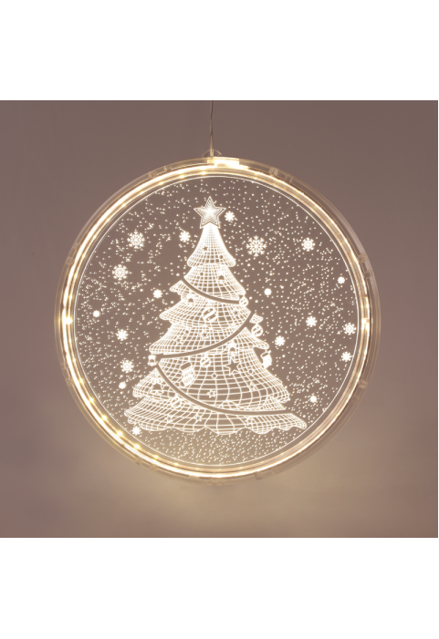  "3D АКРИЛНА КОЛЕДНА ЕЛХА", 24 WW LED STEADY IP20 21X21.6CM, USB ВОДЕЩ КАБЕЛ