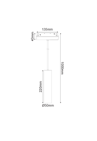 LED ПЕНДЕЛ ЗА МАГНИТНА ШИНА ACA LIGHTING / MATTE WHITE MAGNETIC PENDANT LUMINAIRE 48V DC 9W 4000K 1030LM 36° OSRAM RA90 Φ50*220MM