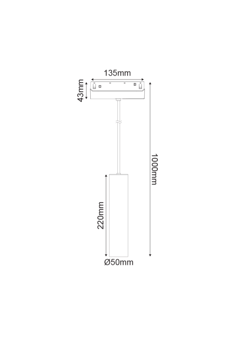 LED ПЕНДЕЛ ЗА МАГНИТНА ШИНА ACA LIGHTING / MATTE WHITE MAGNETIC PENDANT LUMINAIRE 48V DC 9W 4000K 1030LM 36° OSRAM RA90 Φ50*220MM