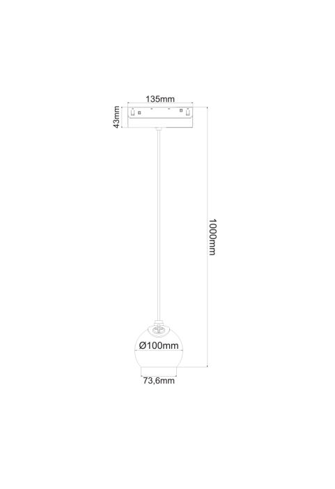 LED ПЕНДЕЛ ЗА МАГНИТНА ШИНА ACA LIGHTING / MATTE WHITE MAGNETIC PENDANT LUMINAIRE 48V DC 12W 3000K 1000LM 36° OSRAM RA90 Φ100*134MM