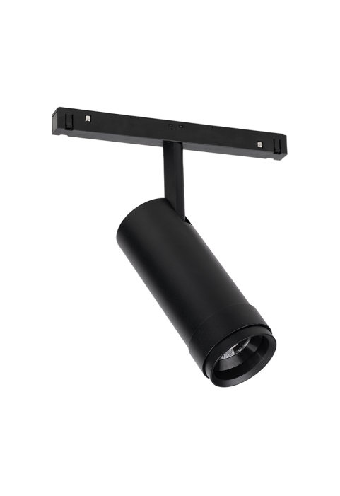 MATTE BLACK MAGNETIC ZOOMABLE SPOT 48V DC 20W 4000K 1680LM MAX. 20-50° OSRAM RA90 Φ58*152MM
