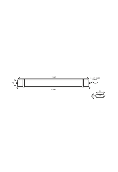 LED LUMINAIRE 60W 1262mm 6500K 5800Lm IP66 230VAC PF>0.9 Ra80