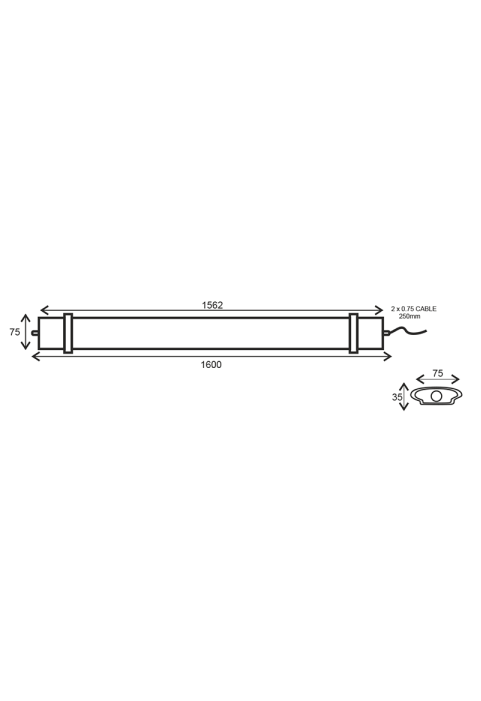 LED LUMINAIRE 70W 1562mm 6500K 7000Lm IP66 230VAC PF>0.9 Ra80
