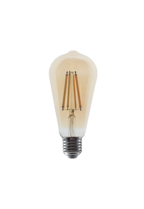 LED FILAMENT E27 ST64 10W AMBER 2700K 230V AC 1160LM RA80 30000H 360°