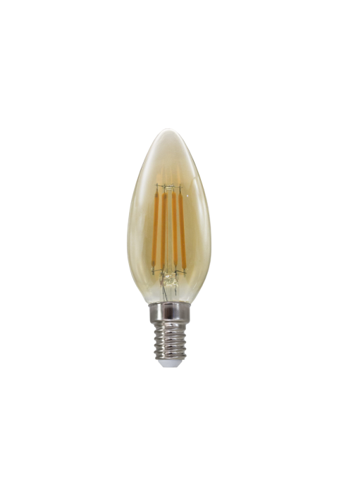 LED FILAMENT E14 DIM C35 5W AMBER 2700K 230V AC 620LM RA80 30000H 360°