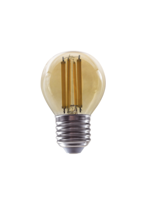 LED FILAMENT E27 DIM G45 6W AMBER 2700K 230V AC 700LM RA80 30000H 360°