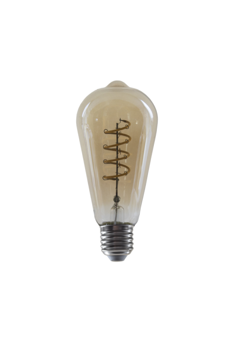 LED FILAMENT E27 DIM ST64 4W AMBER SPIRAL 1800K 230V AC 270LM RA80 30000H 360°