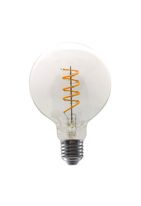 LED FILAMENT E27 DIM G95 4W SPIRAL 1800K 230V AC 300LM RA80 30000H 360°