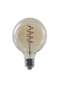 LED FILAMENT E27 G95 4W DIM AMBER SPIRAL 1800K 230V AC 270LM RA80 30000H 360°