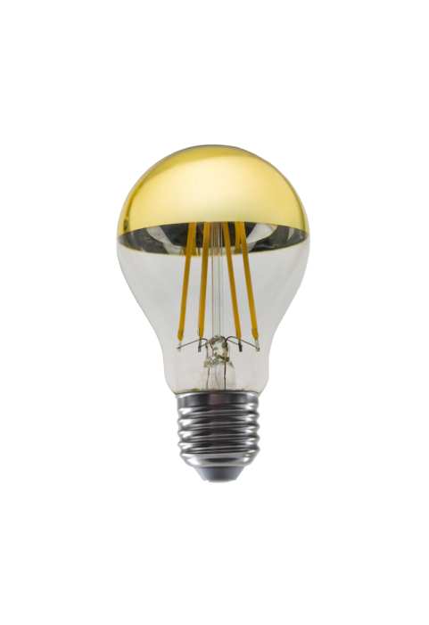 LED FILAMENT E27 DIM A60 GOLD 8W 2700K 230V AC 900LM RA80 30000H 180°