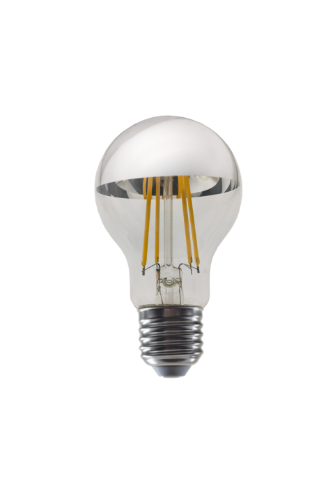 LED FILAMENT E27 DIM A60 SILVER 8W 2700K 230V AC 900LM RA80 30000H 180°