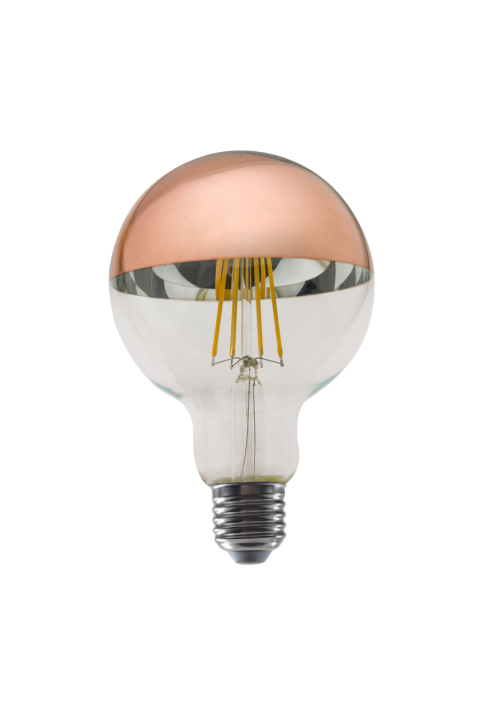 LED FILAMENT E27 DIM G95 8W ROSE GOLD 2700K 230V AC 900LM RA80 30000H 180°