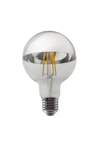 LED FILAMENT E27 DIM G95 8W SILVER 2700K 230V AC 900LM RA80 30000H 180°