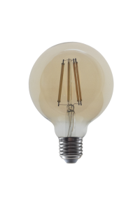 LED FILAMENT E27 DIM G95 10W AMBER 2700K 230V AC 1160LM RA80 30000H 360°