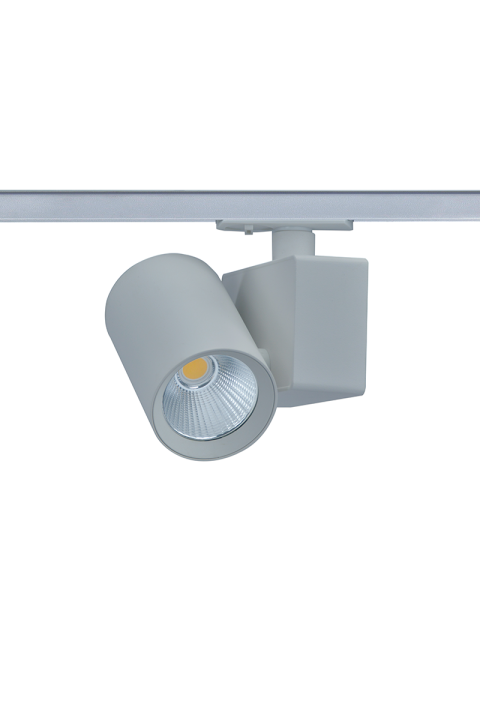 GREY LED TRACK LUMINAIRE 20W 3000K 1-PHASE 34° 2000LM 230V AC Ra80