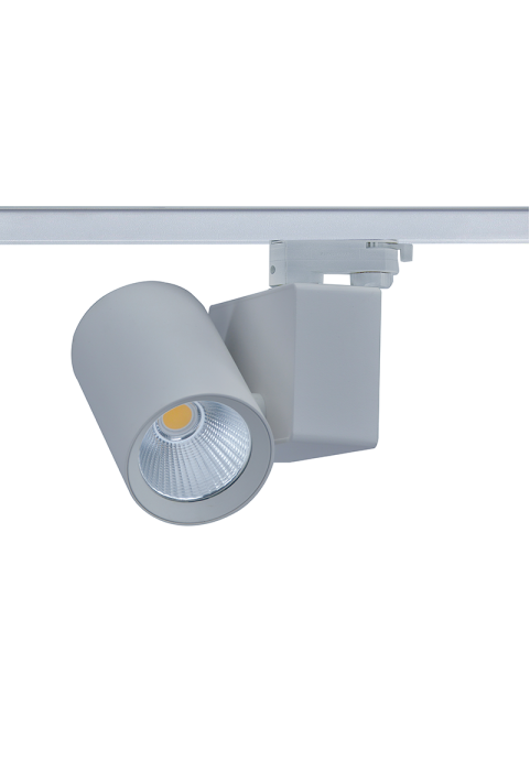GREY LED TRACK LUMINAIRE 20W 4000K 3-PHASE 34° 2100LM 230V AC Ra80