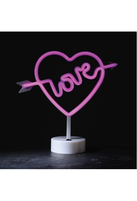 LOVE, 200 НЕОН  ЛЕД БАТЕРИЯ (3xΑΑ)/USB, РОЗОВА, IP20, 29*10*28.5