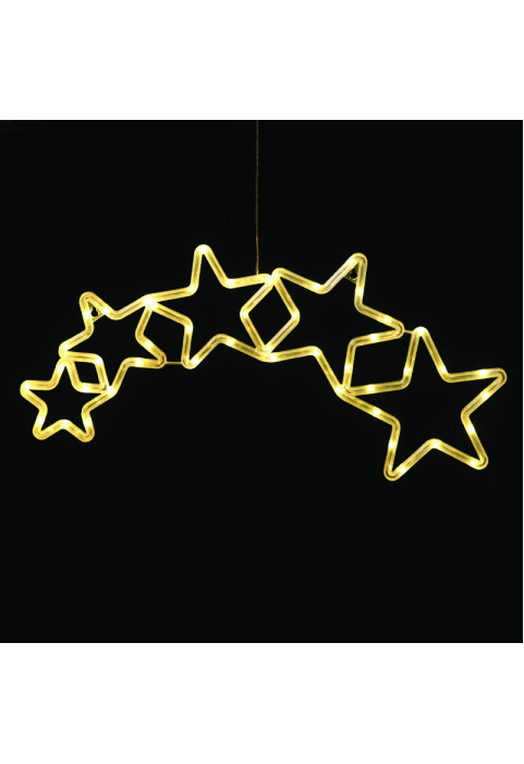 ПЛАСТМАСА 5 ЗВЕЗДИ 47 LED КРУШКИ WW BAHT. (3XAA)/USB, IP20, 54*0.5*25