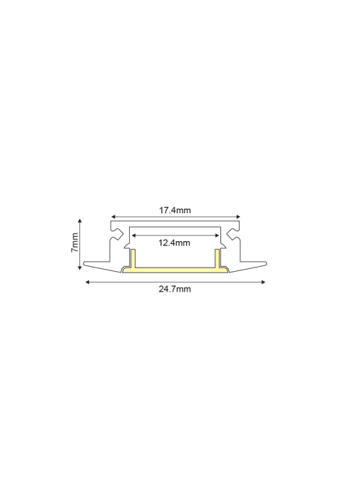MINI RECESSED ALUMINUM PROFILE WITH OPAL COVER 2m/pc