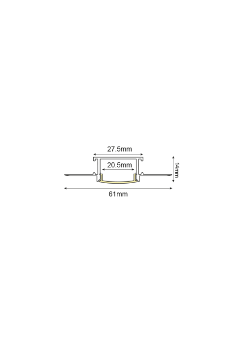 LOND ALUMINUM PROFILE P125 WITH OPAL PC DIFFUSER 2m/pc