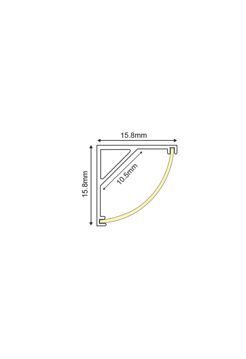 CORN ALUMINUM PROFILE WITH OPAL COVER 2m/pc