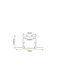 WINT ALUMINUM PROFILE P235 WITH OPAL PC DIFFUSER 2m/pc