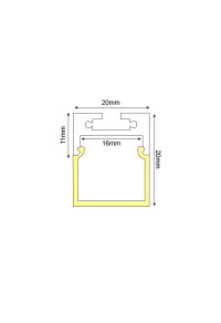 PEND ALUMINUM PROFILE WITH OPAL PC DIFFUSER 2m/pc