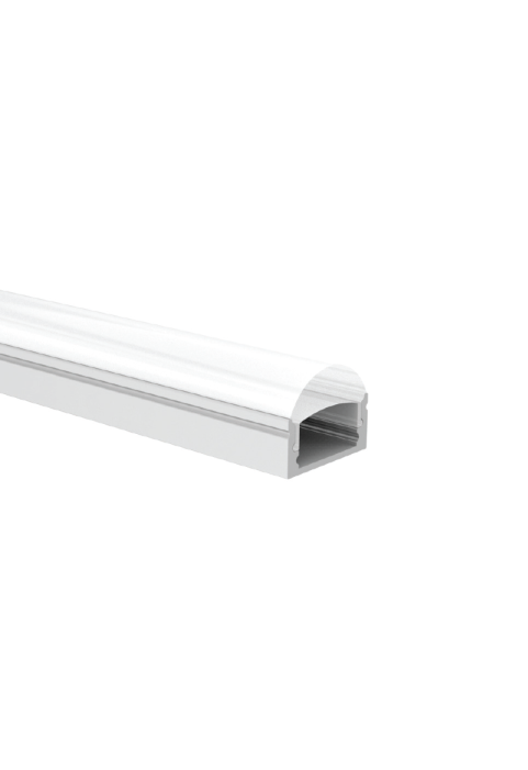 WALL MOUNTED ALUMINUM PROFILE FOCUS P2LAU 60° WITH SEMI-CLEAR PC DIFFUSER 2m/pc