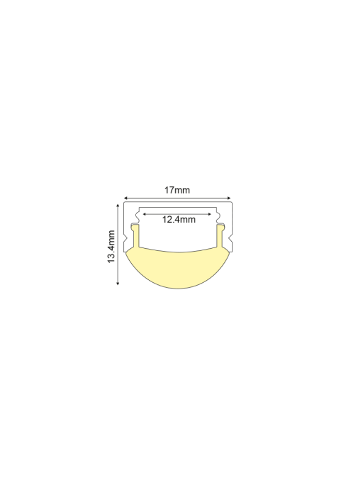 WALL MOUNTED ALUMINUM PROFILE FOCUS P2LAU 60° WITH SEMI-CLEAR PC DIFFUSER 2m/pc