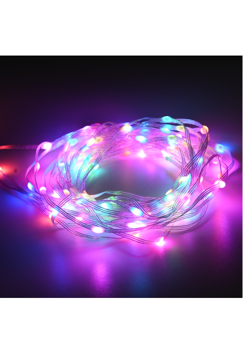 100RGB ЛЕД ИНТЕЛИГЕНТЕН НИЗ СВЪРЗВАЕМ, 10m, USB, ДИСТАНЦИОННО И ПРИЛОЖЕНИЕ, IP44, 3m TF КАБЕЛ
