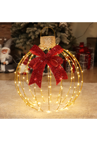 GLITTER 3D GOLD BALL С ЛЪК 128 LED WW FLASH GOLD АДАПТЕР ЗА МЕДНА ТЕЛ 4,3VDC DIAM 60cm GROUND STICKS * 4 IP44 m TRANS LEAD CABLE